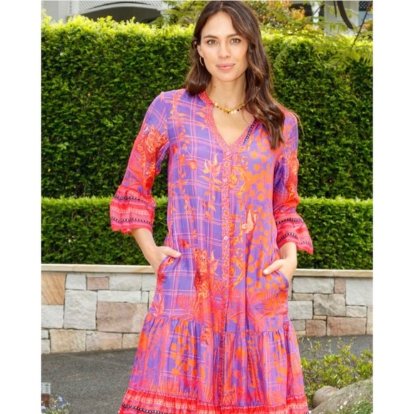 LULASOUL DRESS M MOWGLI CAPSULE LAGENLOOK BOHO WHIMSICAL TROPICAL VACATION CHIC - Picture 1 of 12